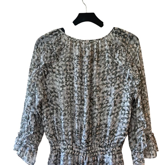 *FLAWED* MISA Los Angeles Floral‎ Print Ruffle Mini Dress, XS, Sheer, Bohemian - Picture 10 of 13